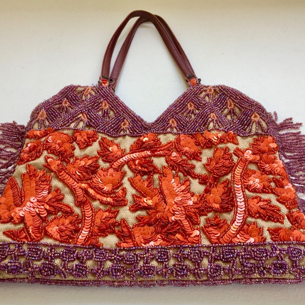 Jamin Puech Beaded & Sequin Bag- Purple & Orange - Picture 3 of 12